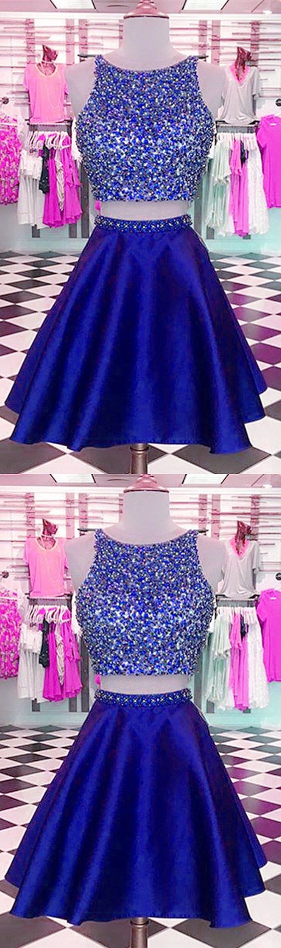 two piece homecoming dresses, short homecoming dress, royal blue Cornelia homecoming dress Homecoming Dresses CD2462