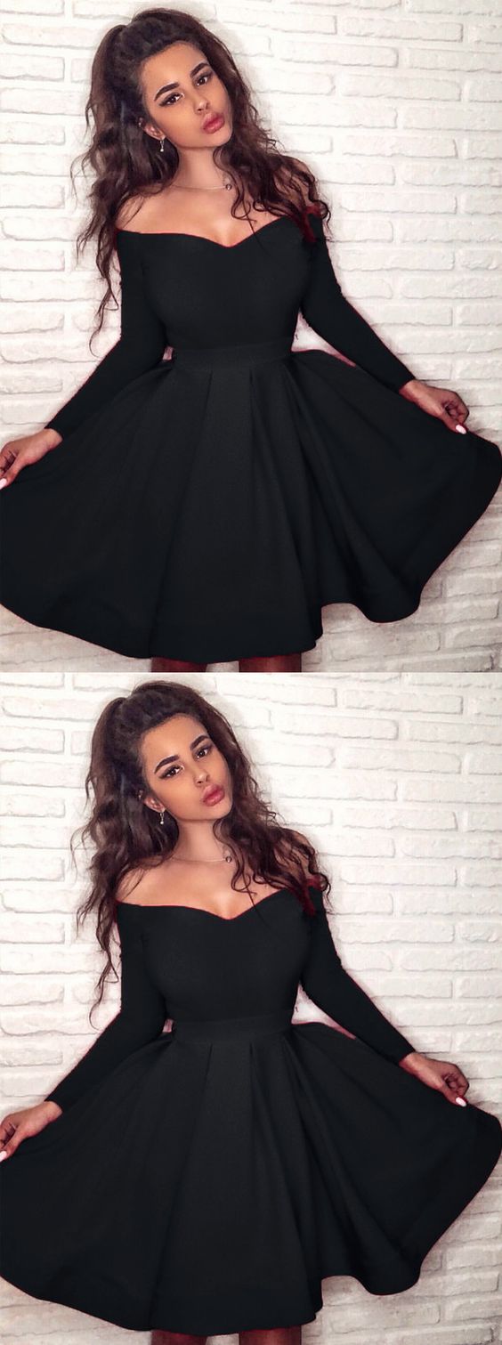 black homecoming dresses, Homecoming Dresses long sleeves homecoming dresses, Abril semi formal dress CD3007