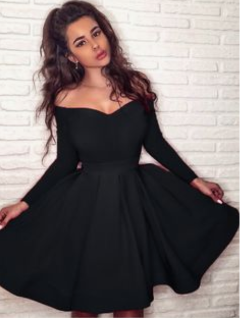 black homecoming dresses, Homecoming Dresses long sleeves homecoming dresses, Abril semi formal dress CD3007