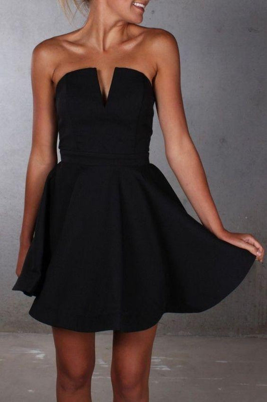 Brittany Black Satin , Sexy Dress, Black Dress, Lovey Cute Gown, Cocktail Dress Homecoming Dresses CD3190