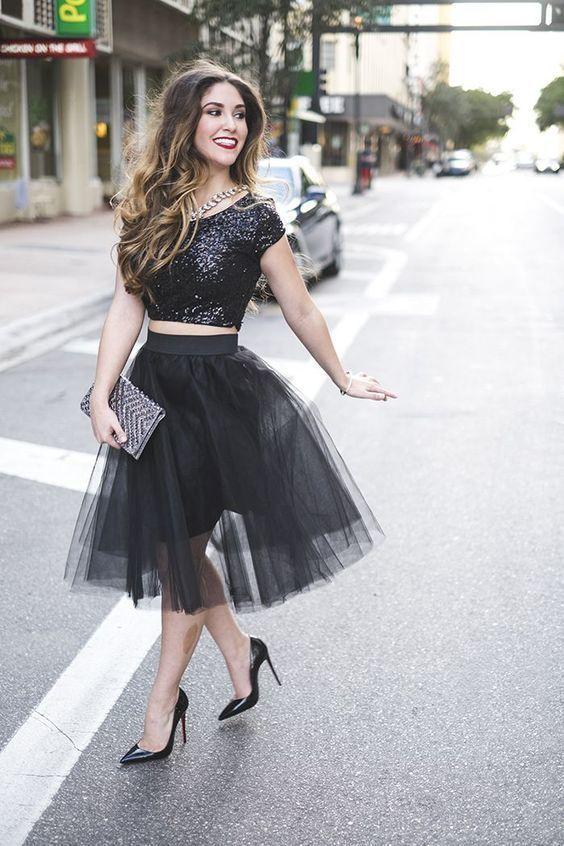 Caitlyn Homecoming Dresses Black Tulle , Two Piece CD3743