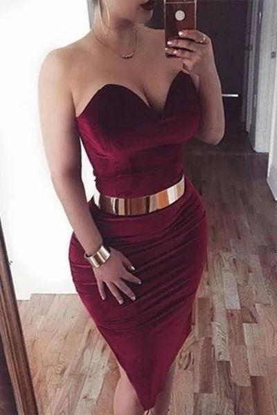 Homecoming Dresses Sexy Abbie Burgundy Mermaid Short Party Dress CD4449