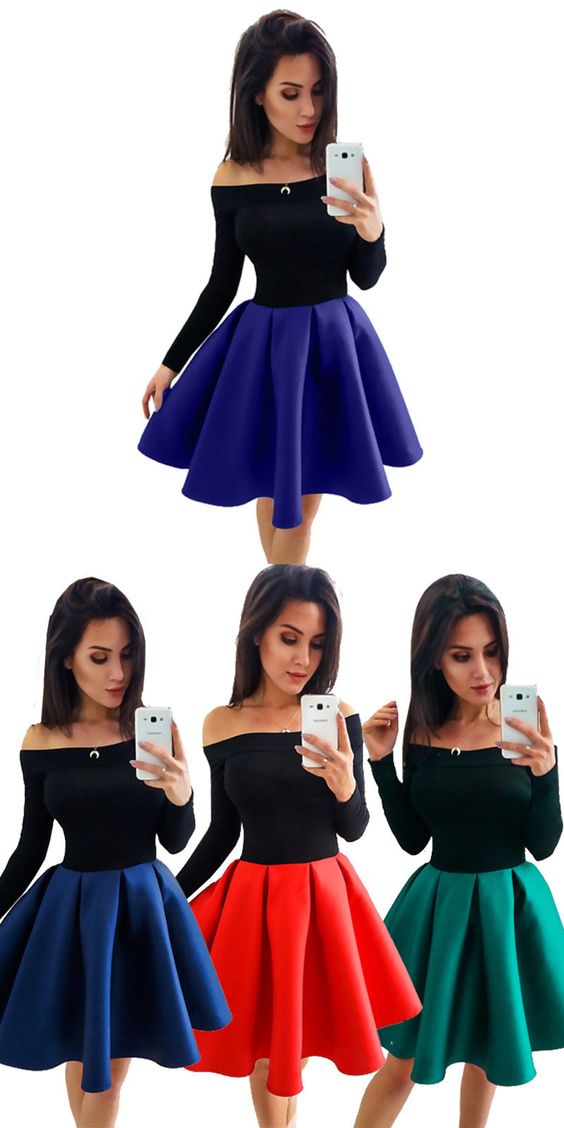 Cute long sleeve Rachael Homecoming Dresses Short CD7662