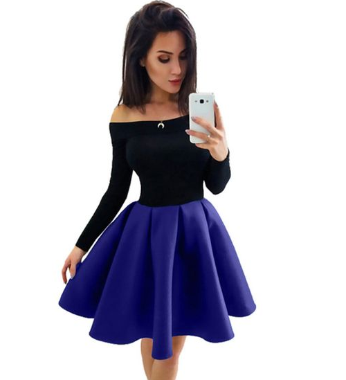 Cute long sleeve Rachael Homecoming Dresses Short CD7662