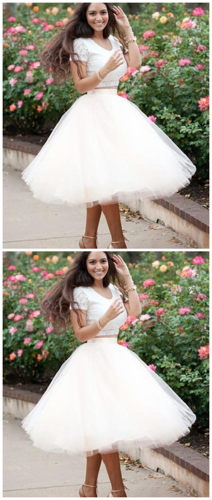 Homecoming Dresses Tianna Custom Made Morden Short, Ivory , Dresses For Cheap, Two Pieces Dresses CD939