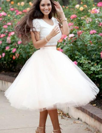 Homecoming Dresses Tianna Custom Made Morden Short, Ivory , Dresses For Cheap, Two Pieces Dresses CD939