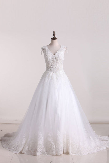 2024 Hot Wedding Dresses Off The Shoulder Ball Gown Tulle With Applique