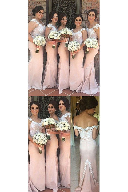 2024 Mermaid Off The Shoulder Bridesmaid Dresses  With Applique