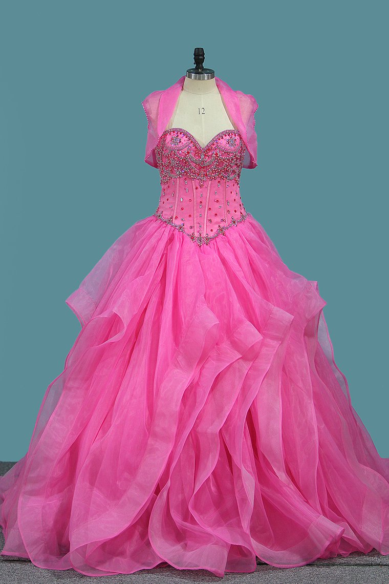 2024 Organza Sweetheart Ball Gown Quinceanera Dresses With Beading