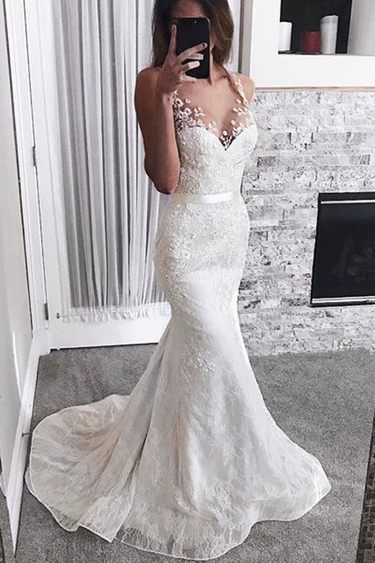 Mermaid Wedding Dresses Straps Tulle Lace High Quality