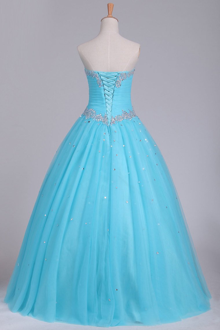 Quinceanera Dresses Sweetheart Tulle With Beads And Ruffles Ball Gown