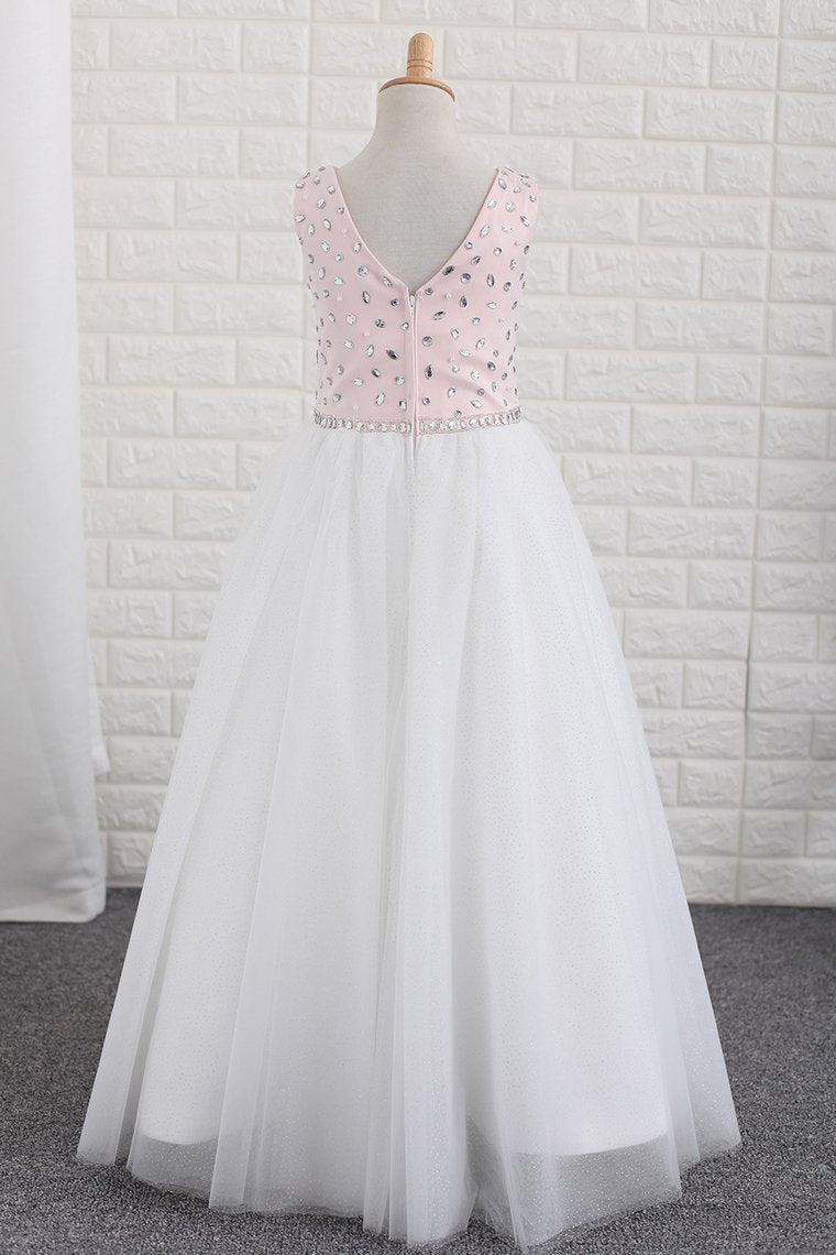 Flower Girl Dresses Scoop With Beading A Line Floor Length