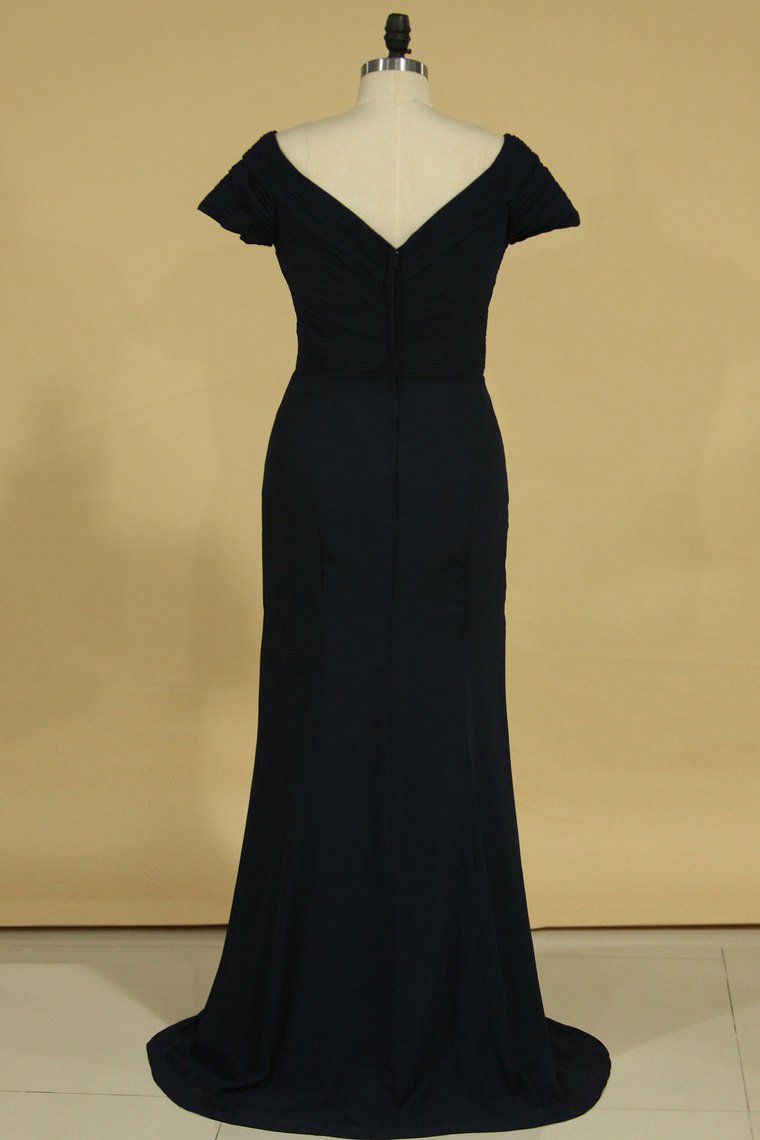 New Arrival V Neck With Ruffles Mother Of The Bride Dresses A Line Chiffon