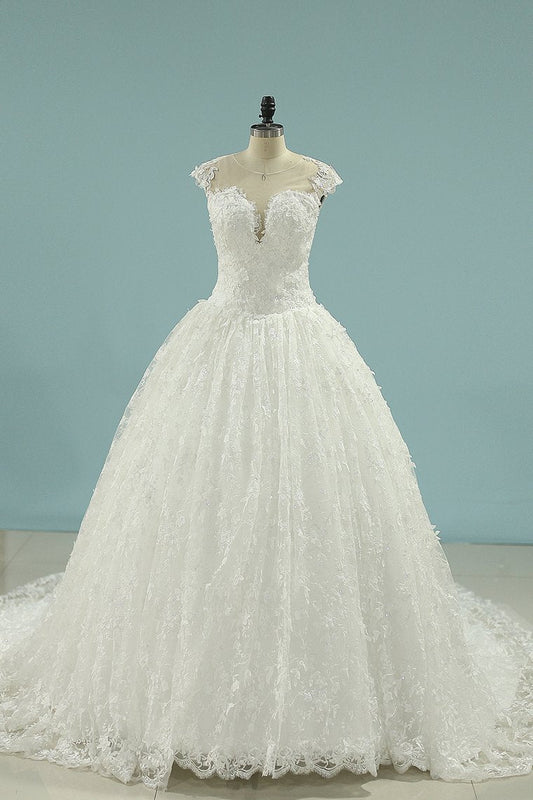 Wedding Dresses Ball Gown Off-The-Shoulder Lace Cathedral Train