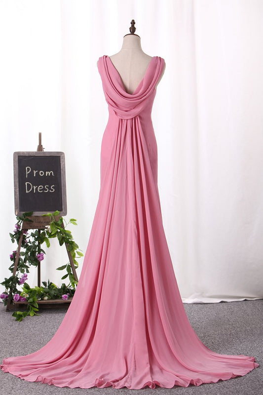 2024 Sexy Open Back Bridesmaid Dresses V Neck Chiffon Mermaid Sweep Train