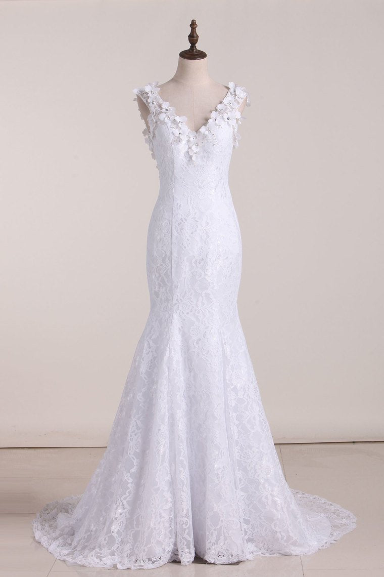 2024 Graceful Lace Wedding Dress V Neck Backless A Line With Beads