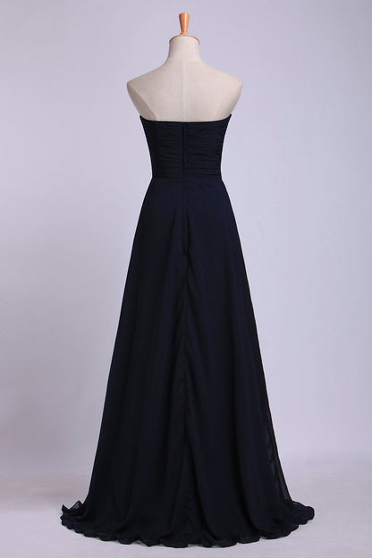 2024 Full Length Sweetheart Chiffon Bridesmaid Dresses Shirred Bodice Empire Waist Chiffon Skirt