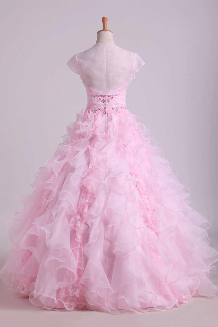 Organza Luxury Quinceanera Dresses Ball Gown Sweetheart Floor-Length With Jacket