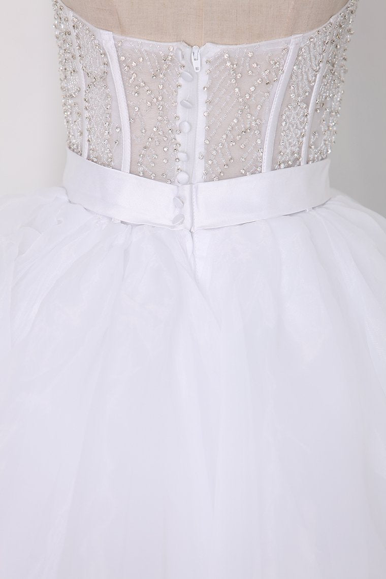 Wedding Dresses Sweetheart Beaded Bodice Court Train Organza