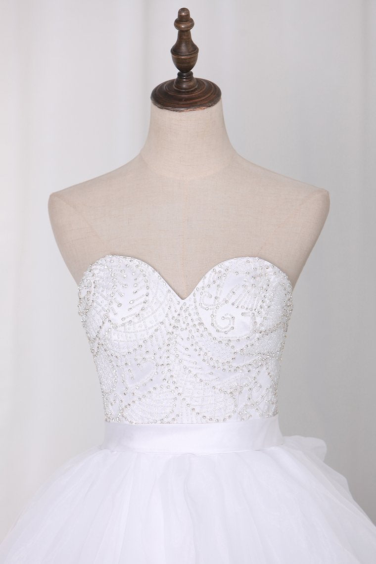 Wedding Dresses Sweetheart Beaded Bodice Court Train Organza