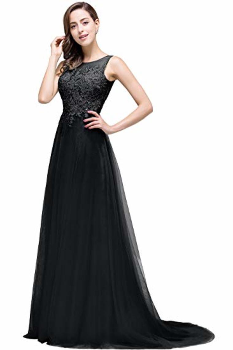 Lace Tulle Sleeveless Evening Dress Ball Gown Wedding Bridesmaid Backless Long Dress