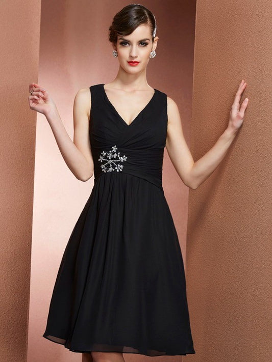 Straps Short A-Line/Princess Sleeveless Chiffon Bridesmaid Dresses