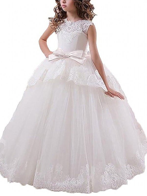 Sash/Ribbon/Belt Scoop Floor-Length Sleeveless Ball Tulle Gown Flower Girl Dresses