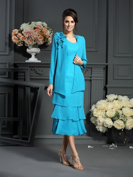 A-Line/Princess Mother Scoop of Sleeveless Chiffon Short the Bride Dresses