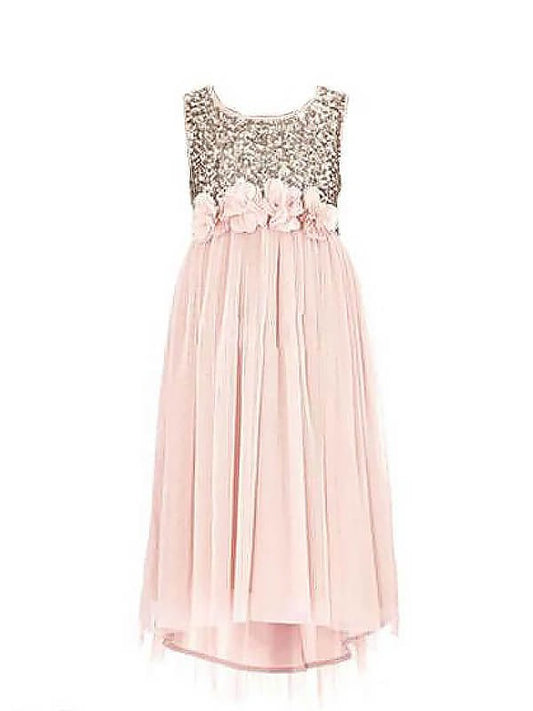 Sleeveless A-line/Princess Chiffon Sequin Scoop Floor-Length Flower Girl Dresses