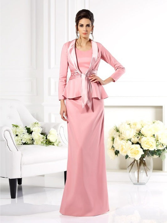 Sleeveless of Square Mother Long Satin Woven Elastic Sheath/Column the Bride Dresses