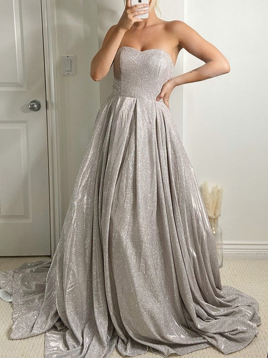 Sequins Ruffles Sweep/Brush Gown Ball Sleeveless Train Sweetheart Dresses