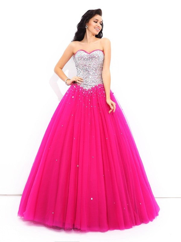 Gown Sleeveless Ball Beading Long Sweetheart Satin Quinceanera Dresses