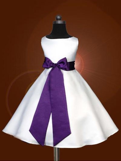 Bowknot Satin Long Sleeveless A-line/Princess Scoop Flower Girl Dresses