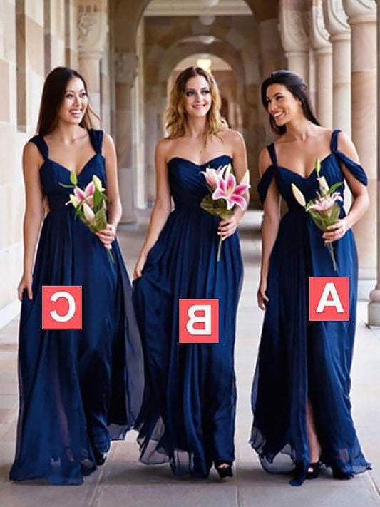 Floor-Length A-Line/Princess Chiffon Sleeveless Bridesmaid Dresses