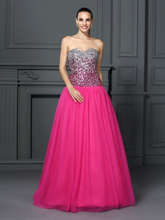 Sleeveless Long Gown Sweetheart Ball Organza Quinceanera Dresses