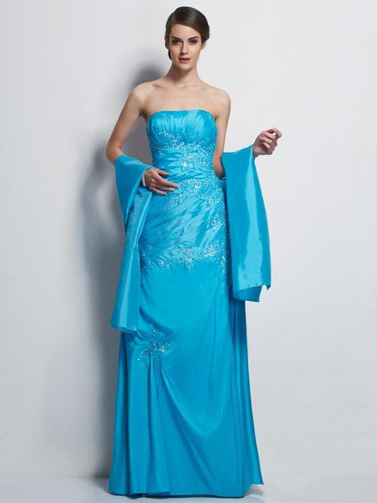 Taffeta Mother A-Line/Princess Sweetheart Sleeveless Applique Long of the Bride Dresses