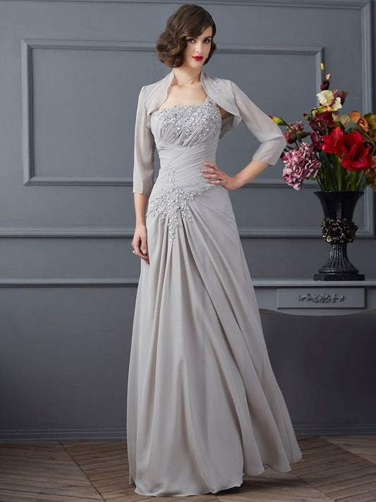 Chiffon A-Line/Princess Long of Mother One-Shoulder Sleeveless Beading the Bride Dresses