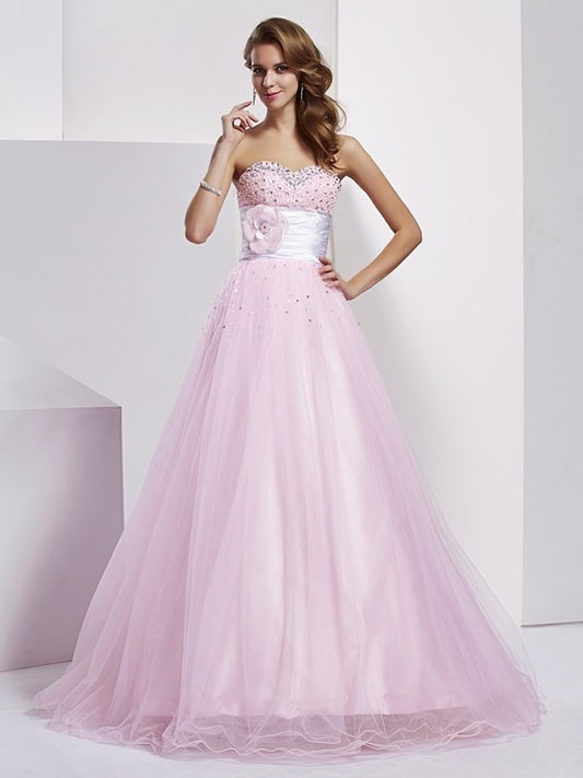 Beading Sleeveless Ball Long Strapless Elastic Woven Gown Satin Quinceanera Dresses