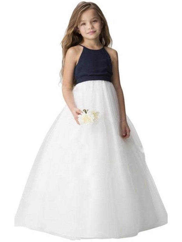 Sash/Ribbon/Belt A-Line/Princess Scoop Sleeveless Tulle Floor-Length Flower Girl Dresses