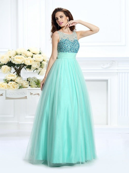 Beading Ball Long Bateau Gown Sleeveless Chiffon Quinceanera Dresses