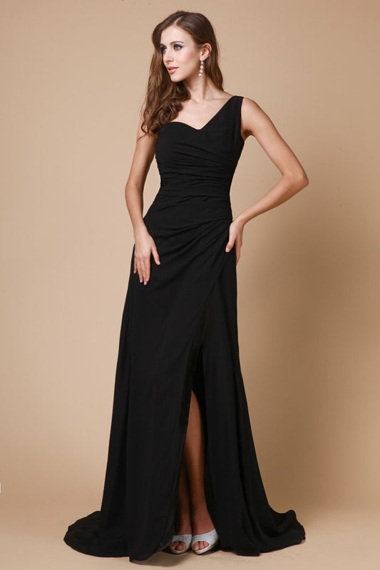 A-Line/Princess One-Shoulder Sleeveless Ruffles Long Chiffon Dresses