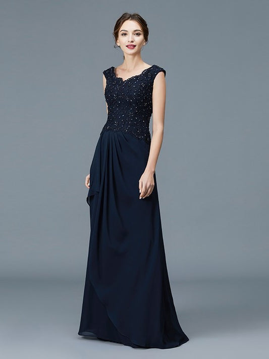 V-neck Chiffon Floor-Length Mother Sleeveless Ruffles A-Line/Princess of the Bride Dresses