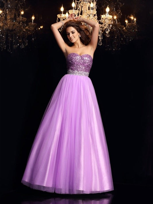 Sweetheart Long Elastic Sleeveless Sequin Ball Gown Woven Satin Quinceanera Dresses