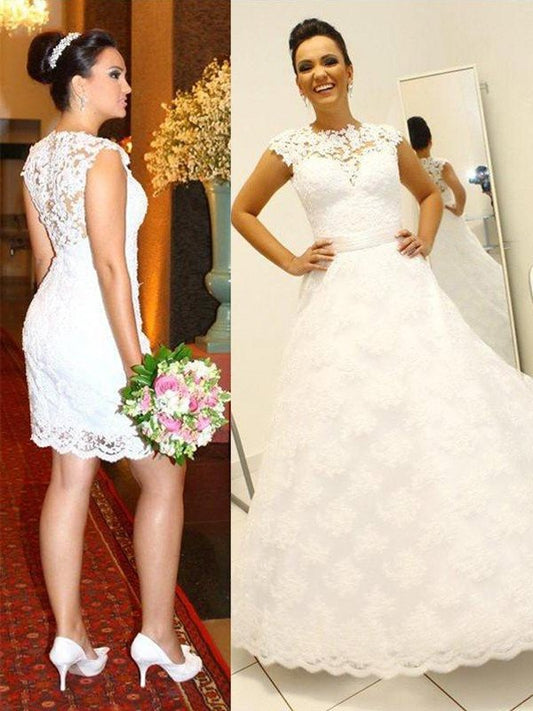 Lace Sleeveless Scoop Ball Gown Floor-Length Wedding Dresses