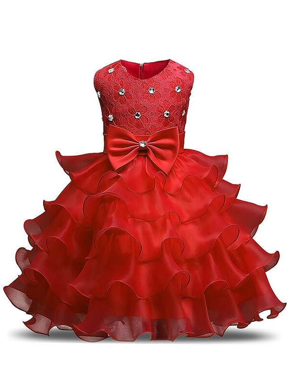 Ball Ruffles Gown Sleeveless Tea-Length Scoop Organza Flower Girl Dresses