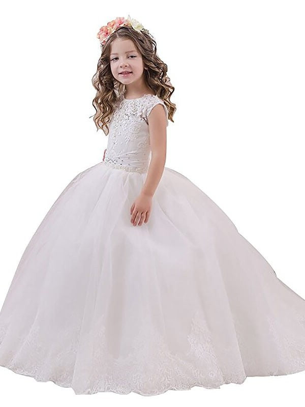 Scoop Sleeveless Floor-Length Ball Tulle Gown Flower Girl Dresses