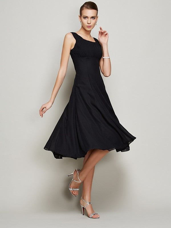 Sleeveless A-Line/Princess Pleats Straps Short Chiffon Bridesmaid Dresses