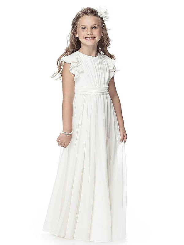 A-line/Princess Sleeveless Scoop Floor-Length Chiffon Flower Girl Dresses