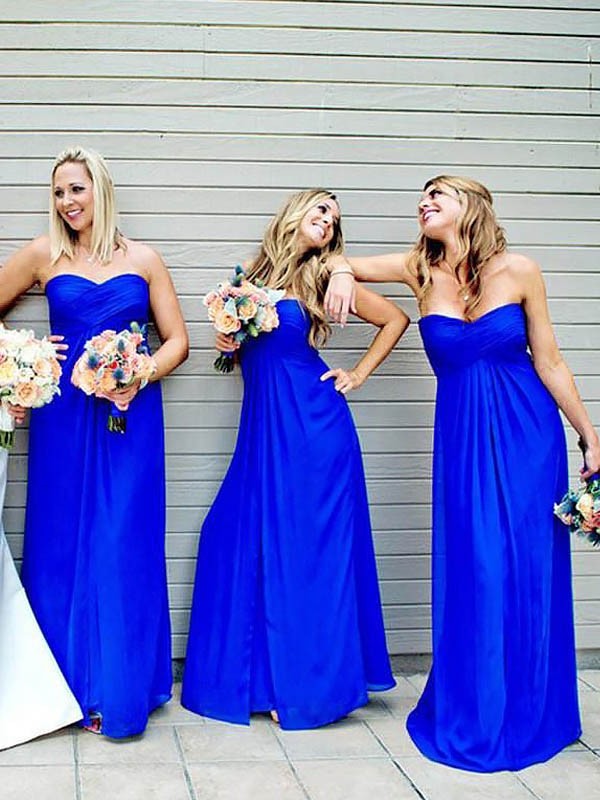 Sweetheart A-Line/Princess Chiffon Floor-Length Sleeveless Bridesmaid Dresses