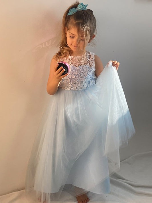 Scoop Tulle Sleeveless Ankle-Length Lace A-Line/Princess Flower Girl Dresses